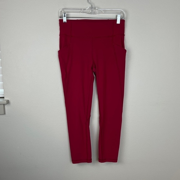 Lululemon Time to Sweat Crop 23” Ruby Red - Picture 2 of 4
